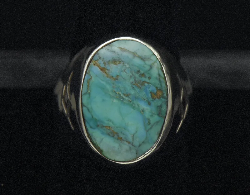 Rings with peacock ore for iridescent glow -Vintage Sterling Silver and Turquoise Southwestern Style Ring - Size 11