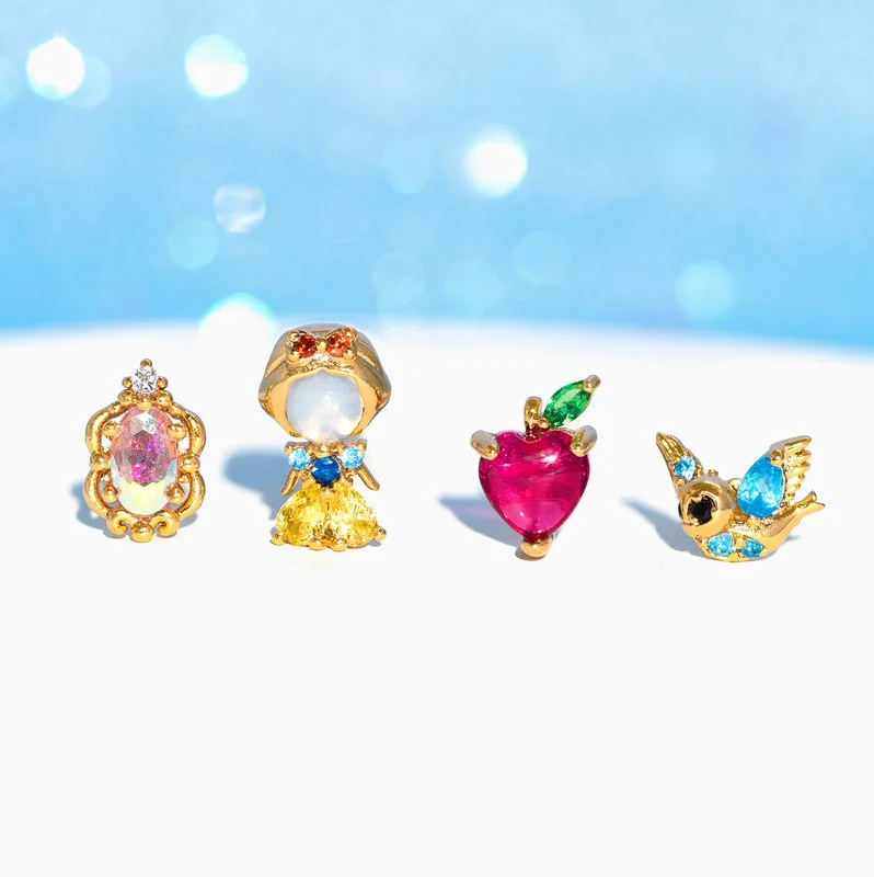 Rings with claw-set amethyst for security -Disney Princess Snow White Earring Set - Gold