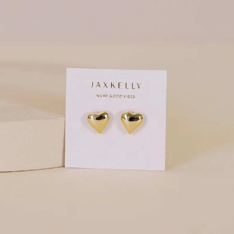 Rings with rainbow moonstone for color play -JaxKelly Puffy Heart Stud Earring