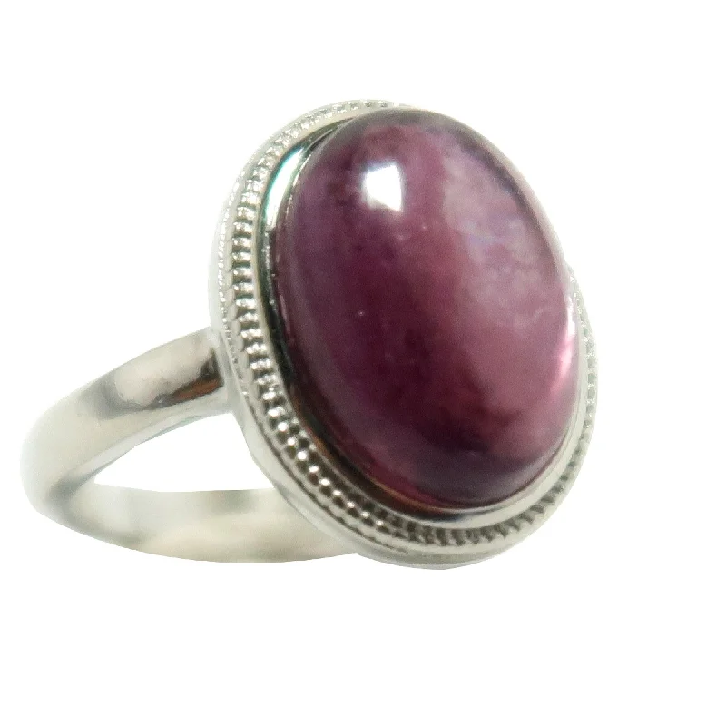 Rings with sunstone gems for fiery sparkle -Lepidolite Ring Spiritual Zing Gem White Bronze