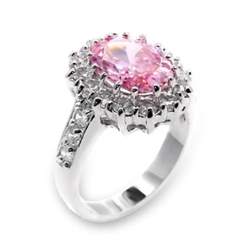 Rings with star sapphire for unique glow -6X204 - High-Polished 925 Sterling Silver Ring with AAA Grade CZ  in