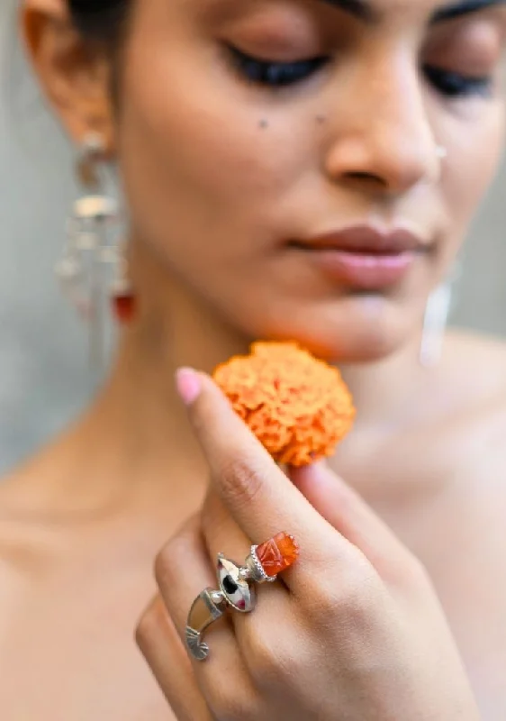 Rings with polished opal for iridescent beauty -Horn Ring