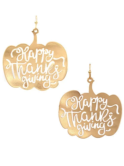 Rings with crescent moon for lunar charm -Happy Thanksgiving Gold Fili Earring