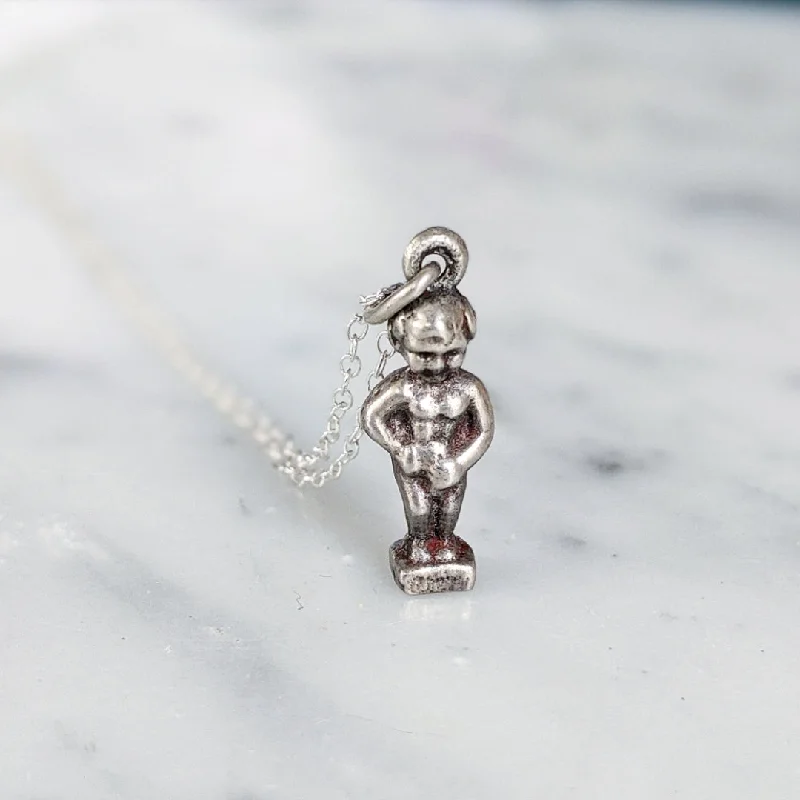 Necklaces and pendants with infinity love symbols for an eternal, romantic gesture-Elegant chain necklaces for formal occasions -Antique Pis Boy Statue Necklace