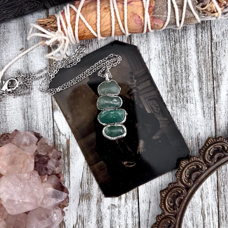 Best necklaces and pendants with infinity hearts for a romantic, eternal symbol-Long beaded necklaces for boho chic outfits -Four Stone Aventurine Necklace in Fine Silver / Foxlark Collection