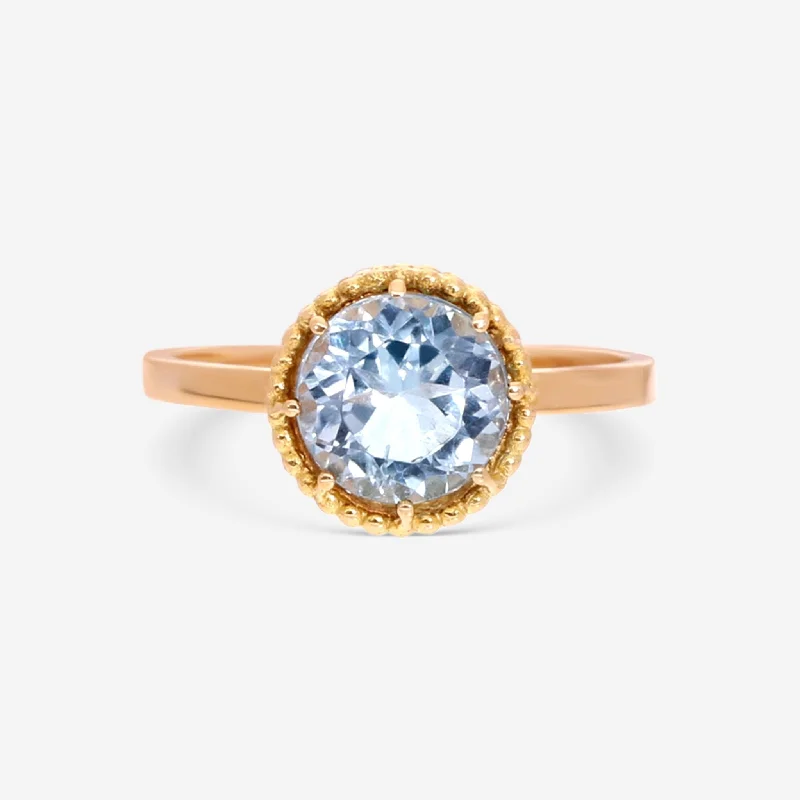 Rings with tourmaline gems for bold hues -Nanis 18K Yellow Gold Blue Topaz Statement Ring AH24-560