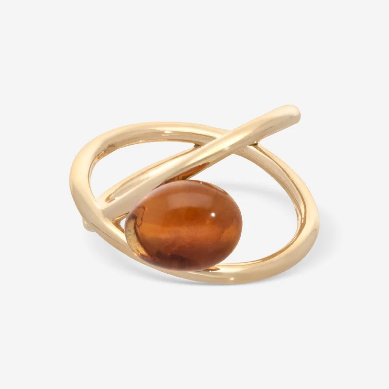 Rings with sunburst citrine for radiant appeal -SuperOro Meteo 18K Yellow Gold Madera Citrine Wrap Ring METEO/A740