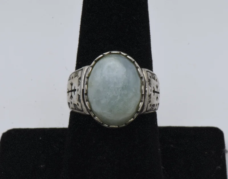 Rings with delicate filigree sapphire settings -Carolyn Pollack - Vintage Aquamarine Sterling Silver Ring - Size 8