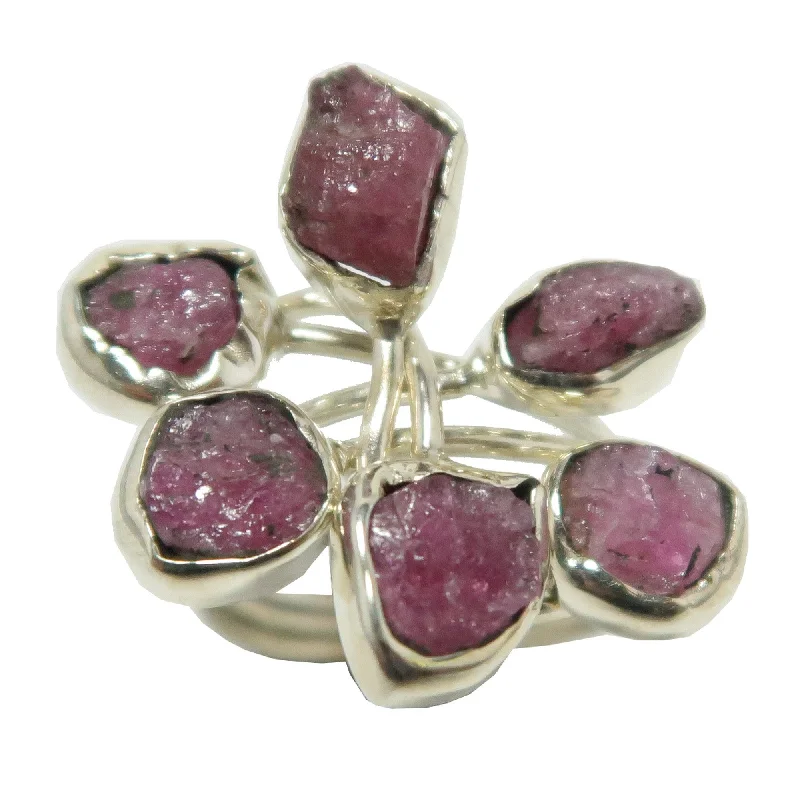 Rings with bezel-set peridot for safety -Pink Tourmaline Ring Orchid Sterling Silver Size 9.5