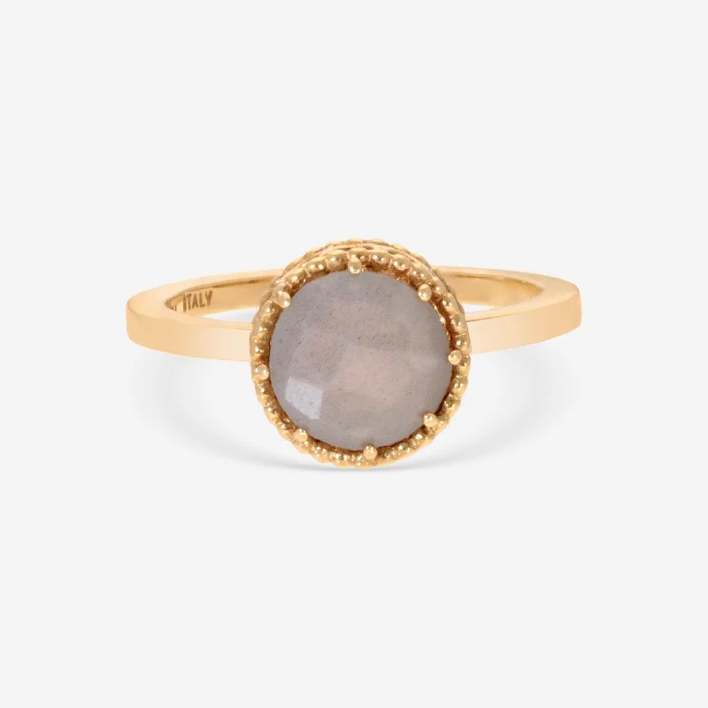 Rings with shield-shaped stones for boldness -Nanis 18K Yellow Gold Rock Crystal Ring Sz. 6.75 AH32-560