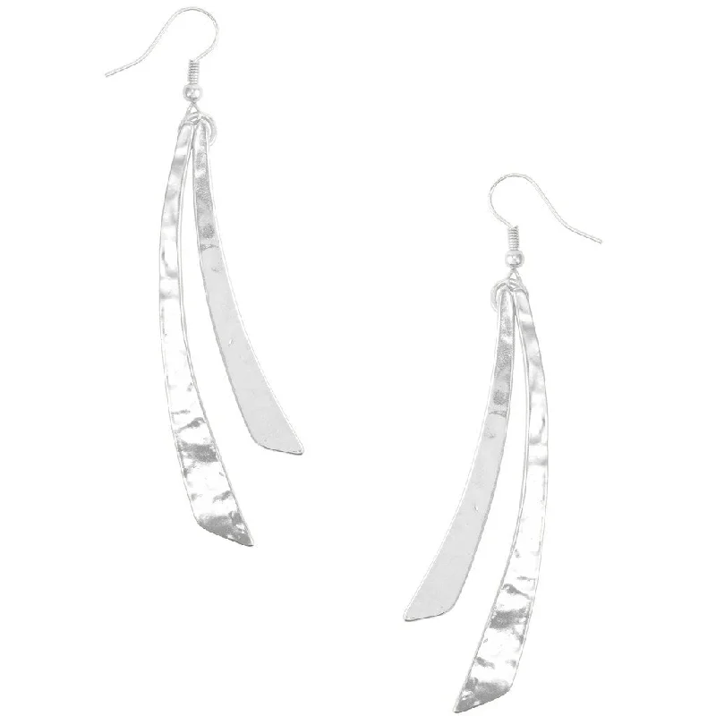 Rings with wave patterns for ocean vibes -Karine Sultan Hammered finish silver plated earring - E58097.2