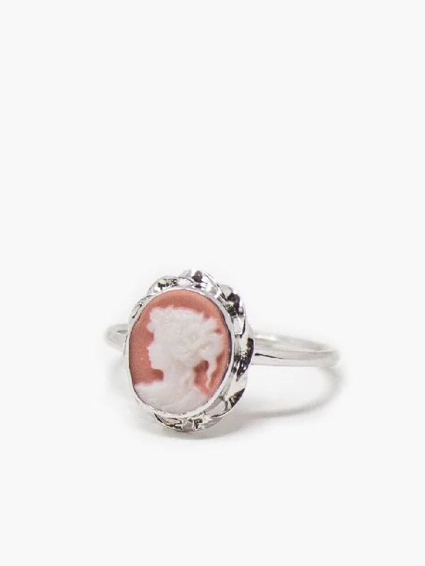 Rings with adjustable bands for perfect fit -Pink Cameo Ring