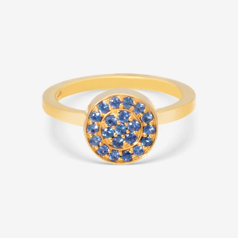 Rings with wave patterns for ocean vibes -Nanis 18K Yellow Gold Blue Sapphire Ring AS17-507