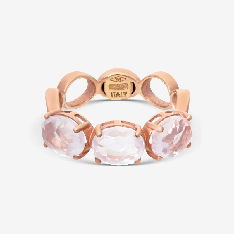 Rings with topaz stones for icy blue -Nanis 18K Rose Gold Rock Crystal Ring Sz. 6.75 AH7-565