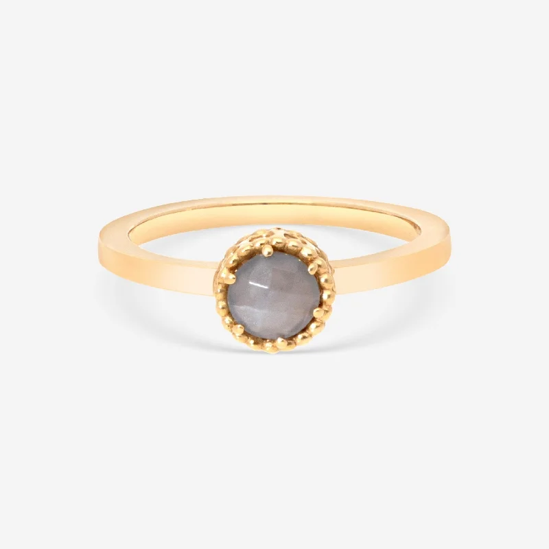 Rings with claw-set moonstone for mystique -Nanis 18K Yellow Gold Rock Crystal Ring Sz. 6.75 AH31-560