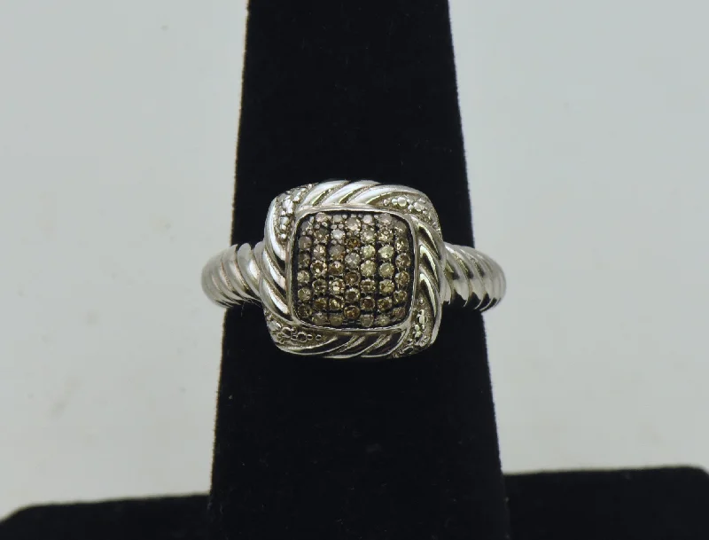 Gold rings with intricate celtic knot patterns -Vintage Sterling Silver Gray Diamonds Ring - Size 6