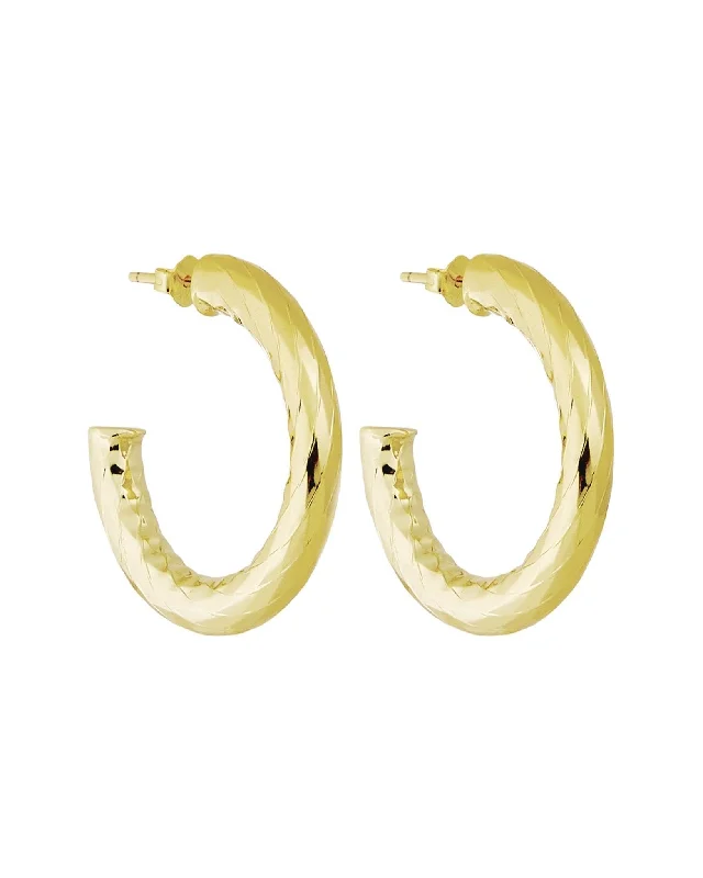 Hoop earrings with diamond-cut surfaces for added sparkle and shine-1" Wavelet Hoops in Gold