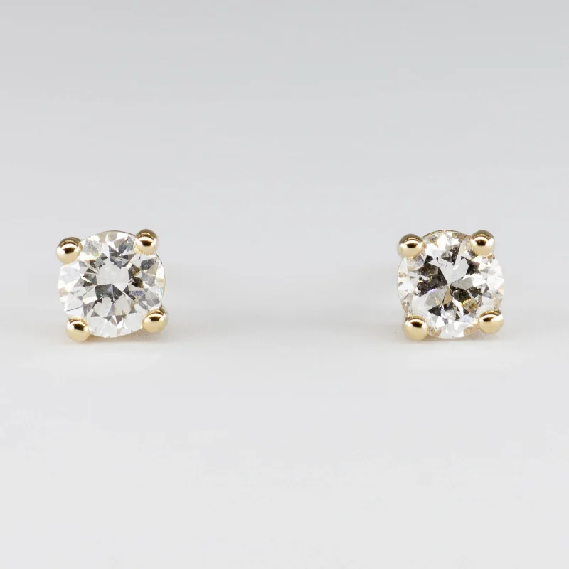 Hoop earrings with multi-tone finishes for a colorful and layered effect-'100 Ways' Antique Transitional Cut Yellow Gold Diamond Studs | 0.58 ctw SI2 H |