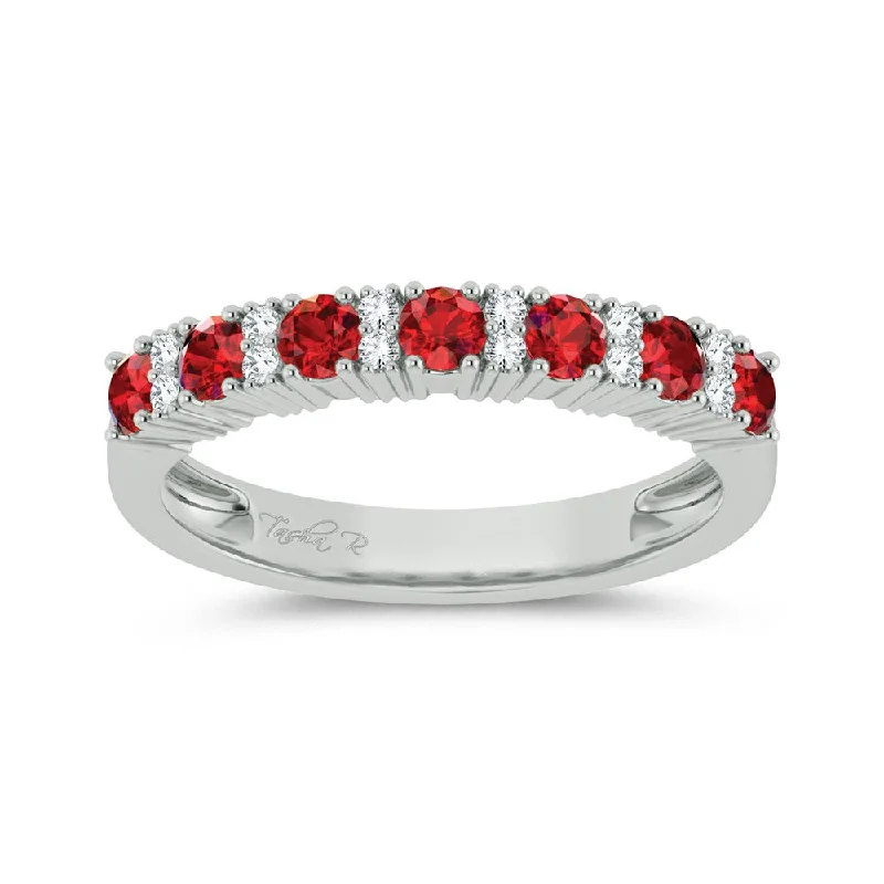 Hoop earrings with open designs for a modern, lighthearted vibe-14K 0.10ct Diamond Ruby Band