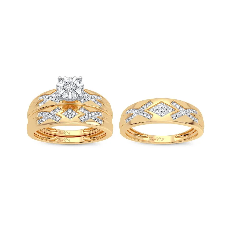 Best hoop earrings with marbled designs for a trendy and artistic effect-14K 0.33CT Diamond Trio Set