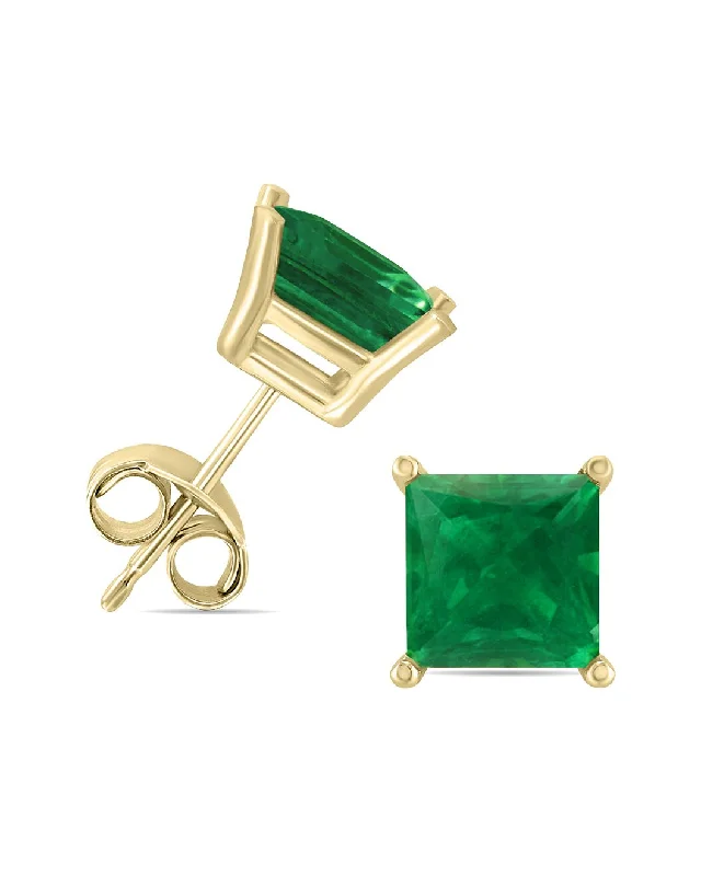 Best hoop earrings with minimalist designs for a clean and modern aesthetic-14K  5Mm Square Emerald Earrings