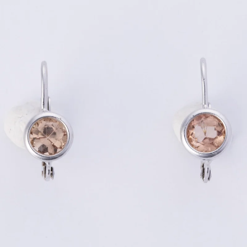 14k White Gold Peach Topaz Earring |1.00ctw