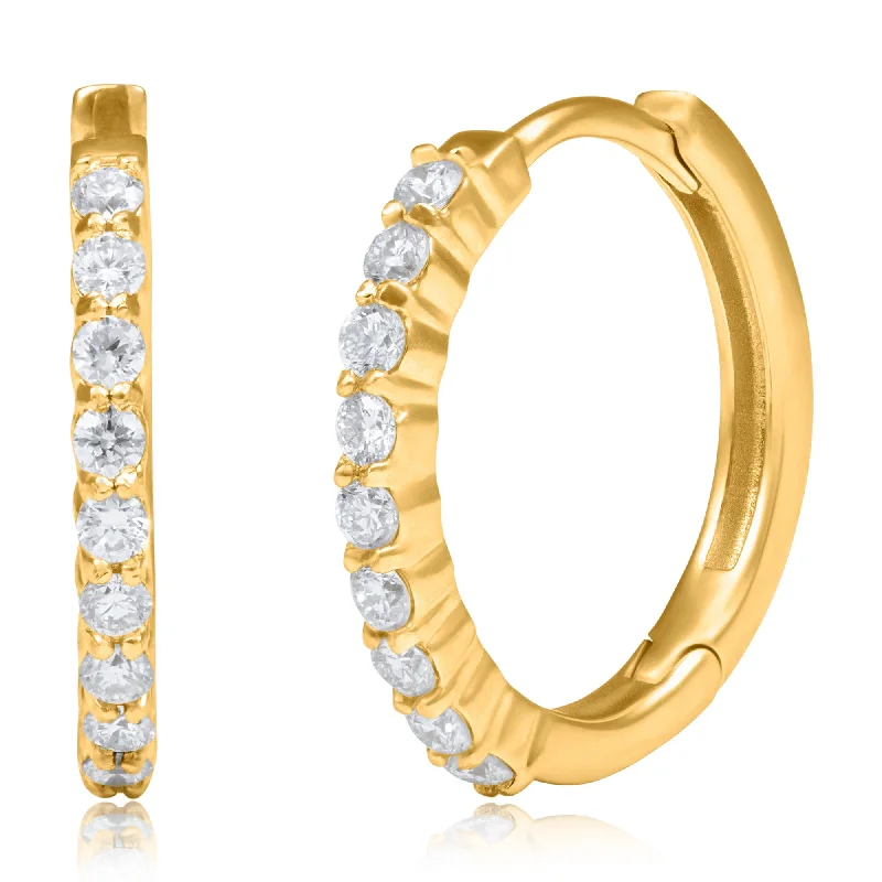 Best hoop earrings with detachable studs for a versatile and adjustable accessory-14k Yellow Gold Diamond Huggie Hoop Earrings