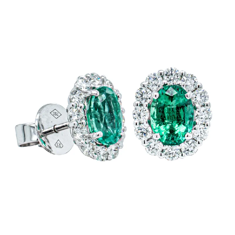 Best hoop earrings with geometric pendants for a modern, chic appeal-18ct White Gold 1.69ct Emerald & Diamond Earrings