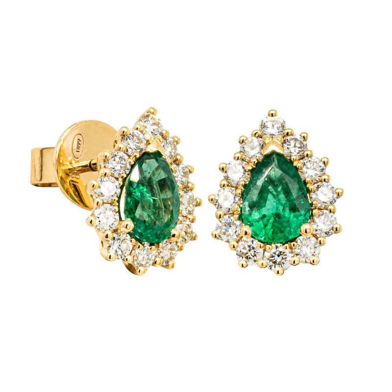 Best hoop earrings with asymmetrical designs for a fashion-forward, avant-garde look-18ct Yellow Gold 1.24ct Emerald & Diamond Belle Earrings