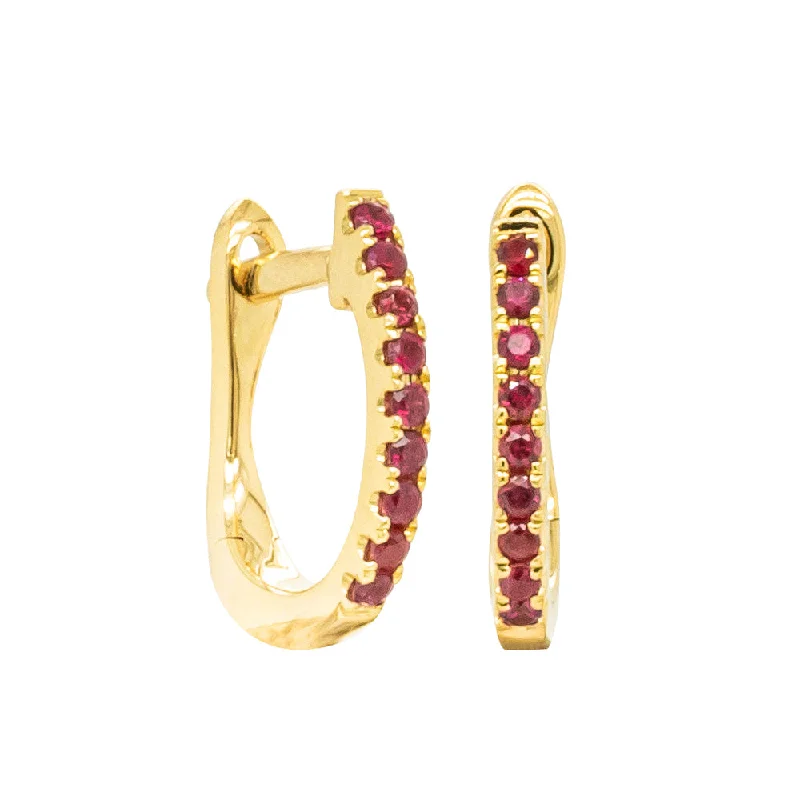 Best hoop earrings with geometric cuts for a sharp, modern appeal-18ct Yellow Gold .13ct Ruby Cosy Earrings