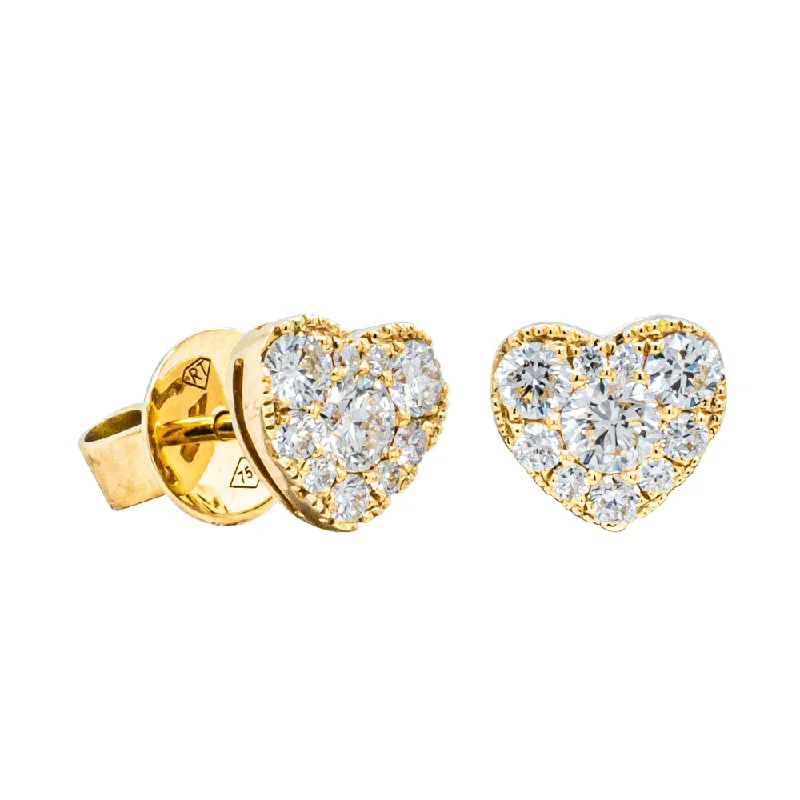 Best hoop earrings with gemstone accents for a colorful and elegant appearance-18ct Yellow Gold .63ct Diamond Heart Studs