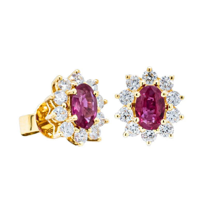 Best hoop earrings with Swarovski crystals for added sparkle and luxury-18ct Yellow Gold .80ct Ruby & Diamond Earrings