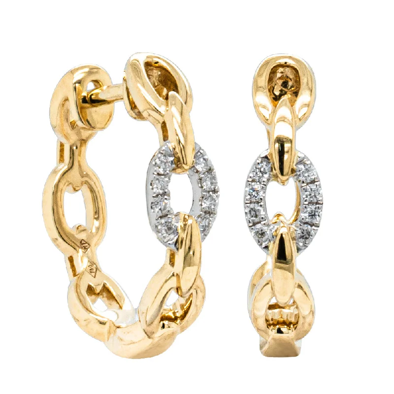 Hoop earrings with polished silver finish for a shiny, modern appeal-18ct Yellow & White Gold .06ct Diamond Hoop Earrings