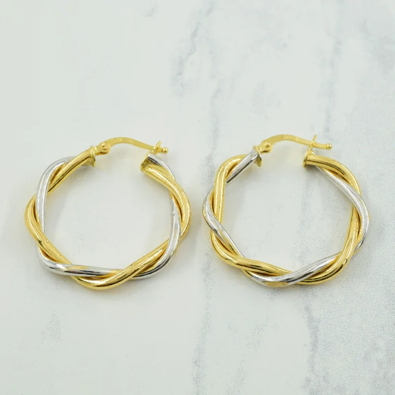 Best hoop earrings with stacked layers for a dimensional and bold look-18k Two Tone Gold Hoop Earrings |