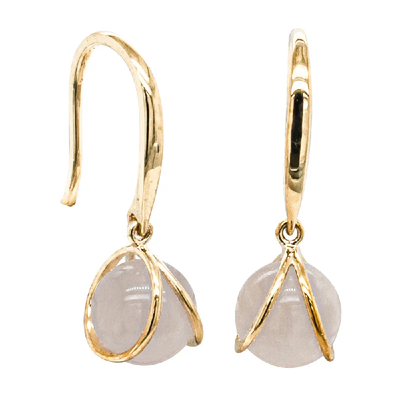 Hoop earrings with crescent moon shapes for a celestial and mystical appearance-9ct Yellow Gold Rose Quartz - Of Feelings Mindfulness Earrings