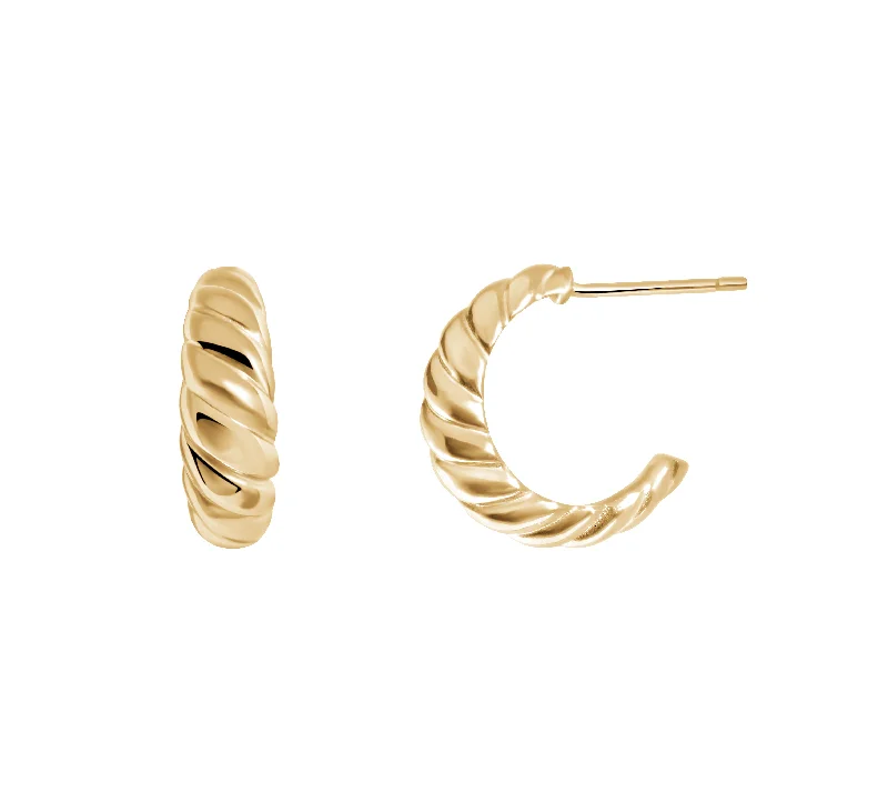 Best hoop earrings with textured silver for a rustic and organic finish-Croissant Hoops - Gold Vermeil