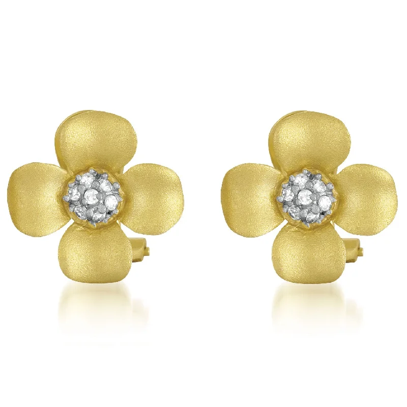 Hoop earrings with rhinestone-studded rims for a glamorous touch-Annette Flower Earrings