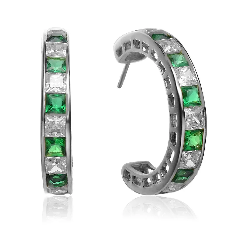 Best hoop earrings with snake-inspired designs for an edgy and fierce vibe-Daphne Princess Cut Round Hoop Style Earrings