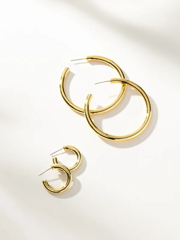 Hoop earrings with colorful beads for a fun and playful vibe-Classic Thick Gold Hoop Earrings