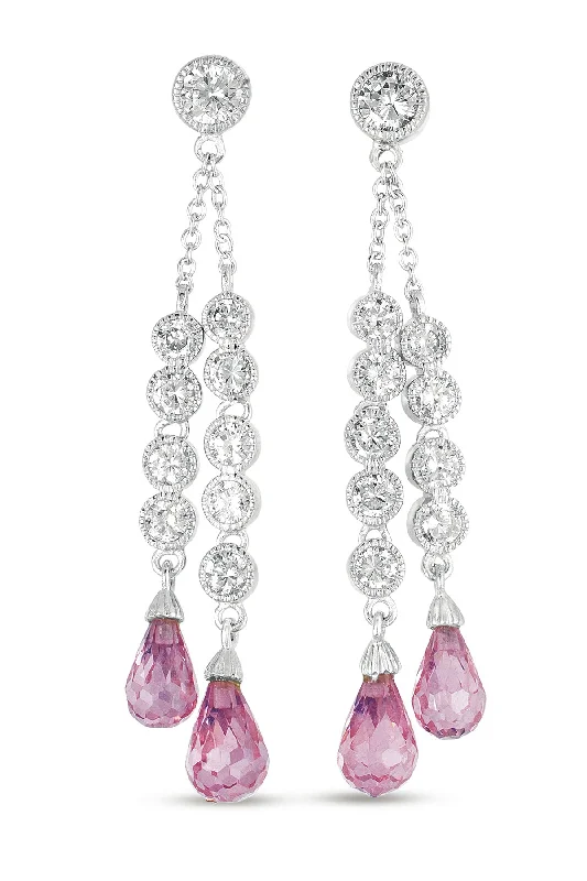 Hoop earrings with rhinestone embellishments for a glamorous and sparkling look-Annette Pink Earrings