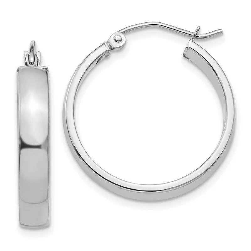 Best hoop earrings with minimal embellishments for a sleek and modern look-Curata 10k White Gold Polished 5x22.31mm Wide Hoop Earrings