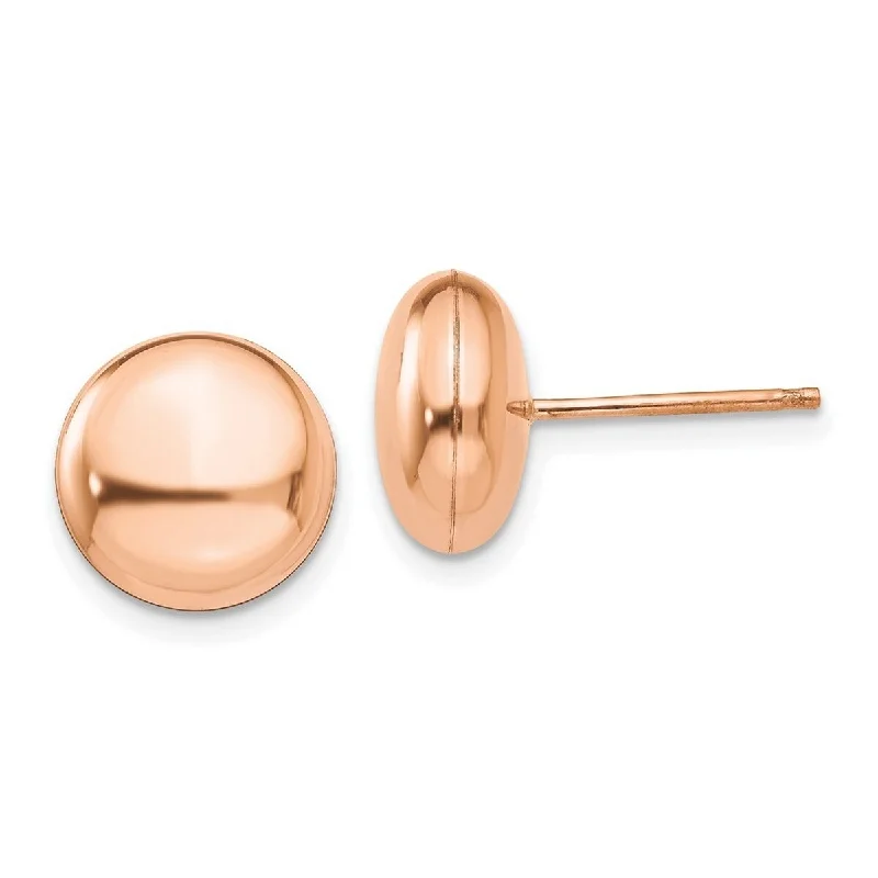 Best hoop earrings with baroque pearls for a luxurious and elegant vibe-Curata 14k Rose Gold Polished 10.5mm Button Post Earrings