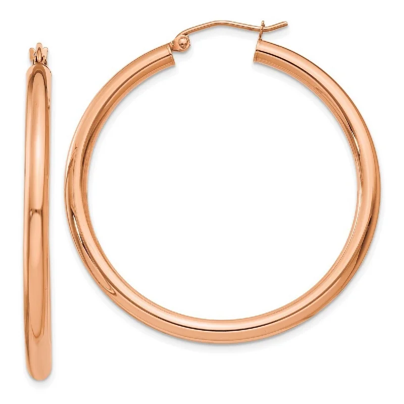 Best hoop earrings with smooth ceramic finishes for a polished, clean style-Curata 14k Rose Gold Polished 3mm Hoop Earrings - 39x39mm