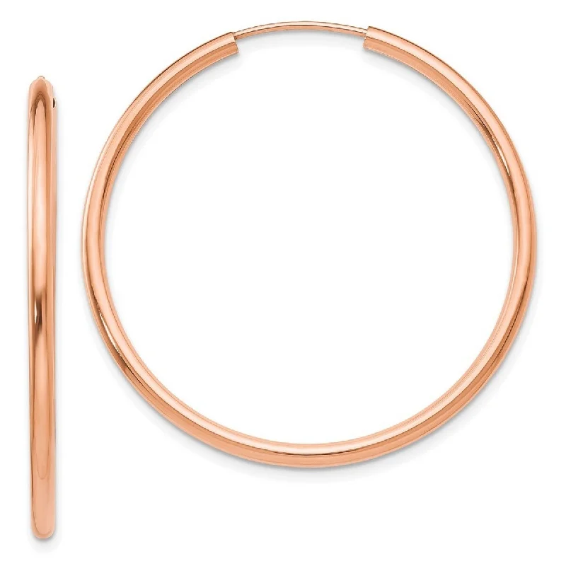 Hoop earrings with abstract shapes for an artistic and creative touch-Curata 14k Rose Gold Polished Endless 2mm Hoop Earrings - 39.25x39.75mm Wide 2mm Thick