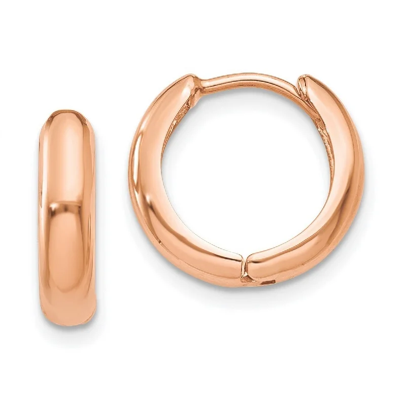 Best hoop earrings with delicate chain details for a trendy and stylish design-Curata 14k Rose Gold Polished Hinged Hoop Earrings - 11x12mm