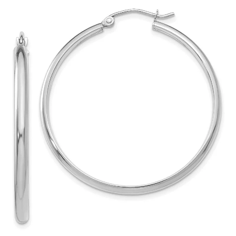 Hoop earrings with stacked layers for a bold and textured design-Curata 14k White Gold Polished 2.75x36mm Hoop Earrings