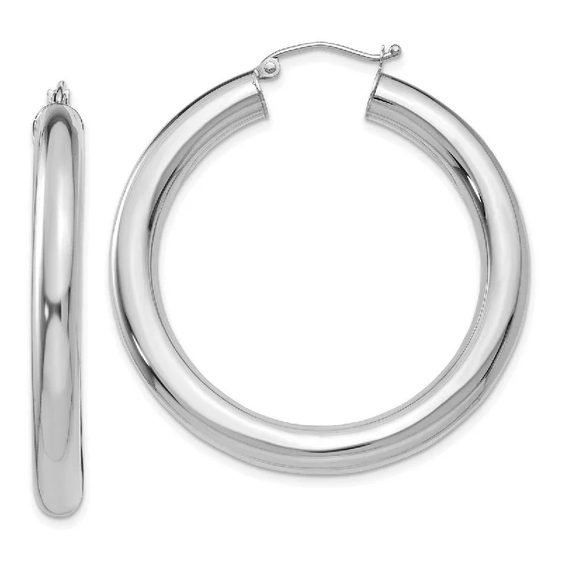 Hoop earrings with twisted metal designs for a dynamic and modern style-Curata 14k White Gold Polished 40x5mm Lightweight Hoop Earrings