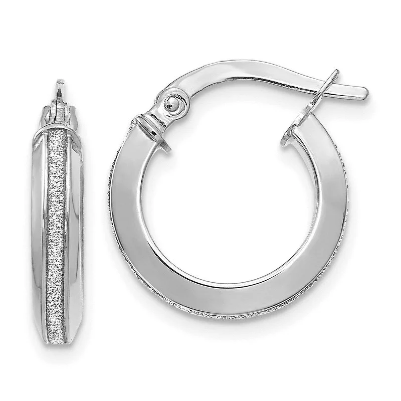 Hoop earrings with textured finishes for a vintage and classic style-Curata 14k White Gold Polished Glitter Infused 30x3mm Round Hoop Earrings