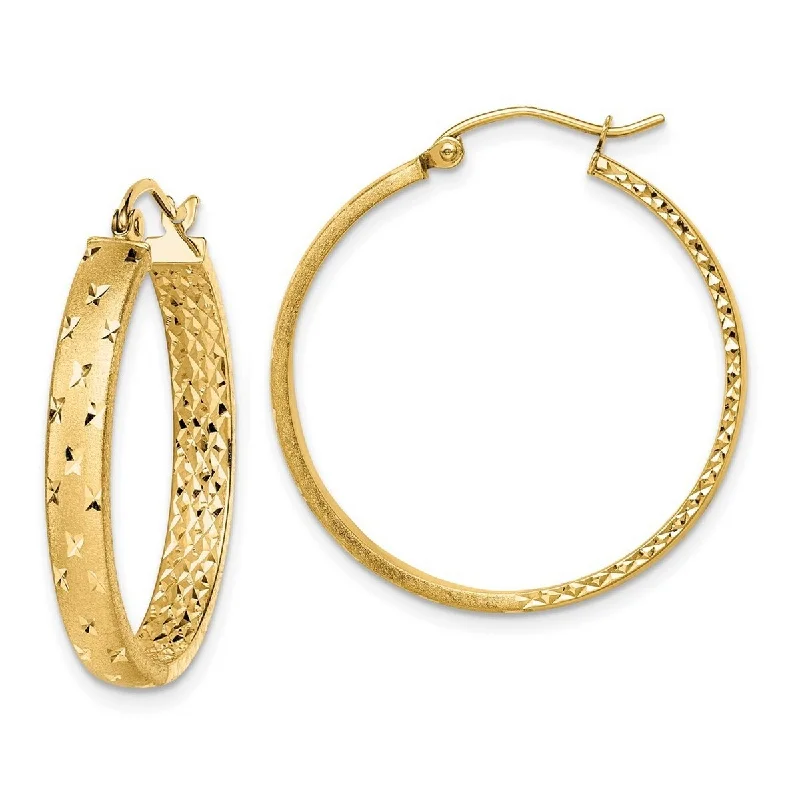 Hoop earrings with infinity loop designs for a continuous and eternal shape-Curata 14k Yellow Gold Polished and Sparkle Cut In Out Hoop Earrings