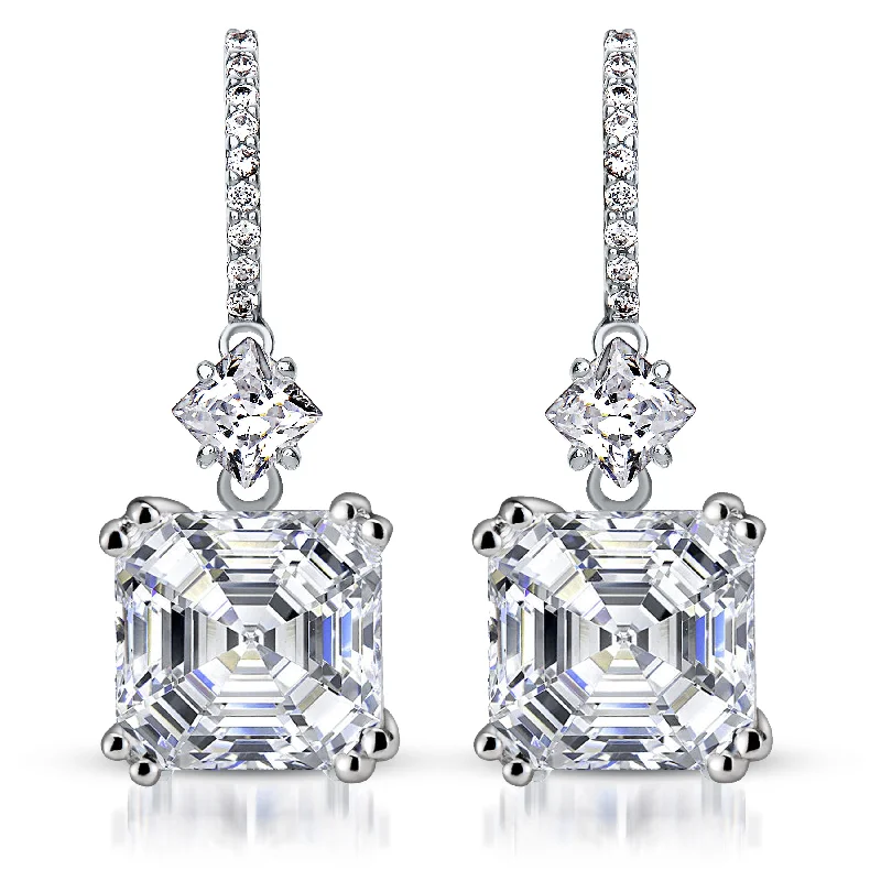 Hoop earrings with braided patterns for a detailed and textured finish-CZ Asscher Cut Dangling Earrings